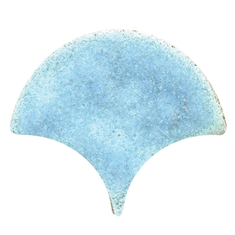 Peacock-Scallop shape tile frosty blue Fresca